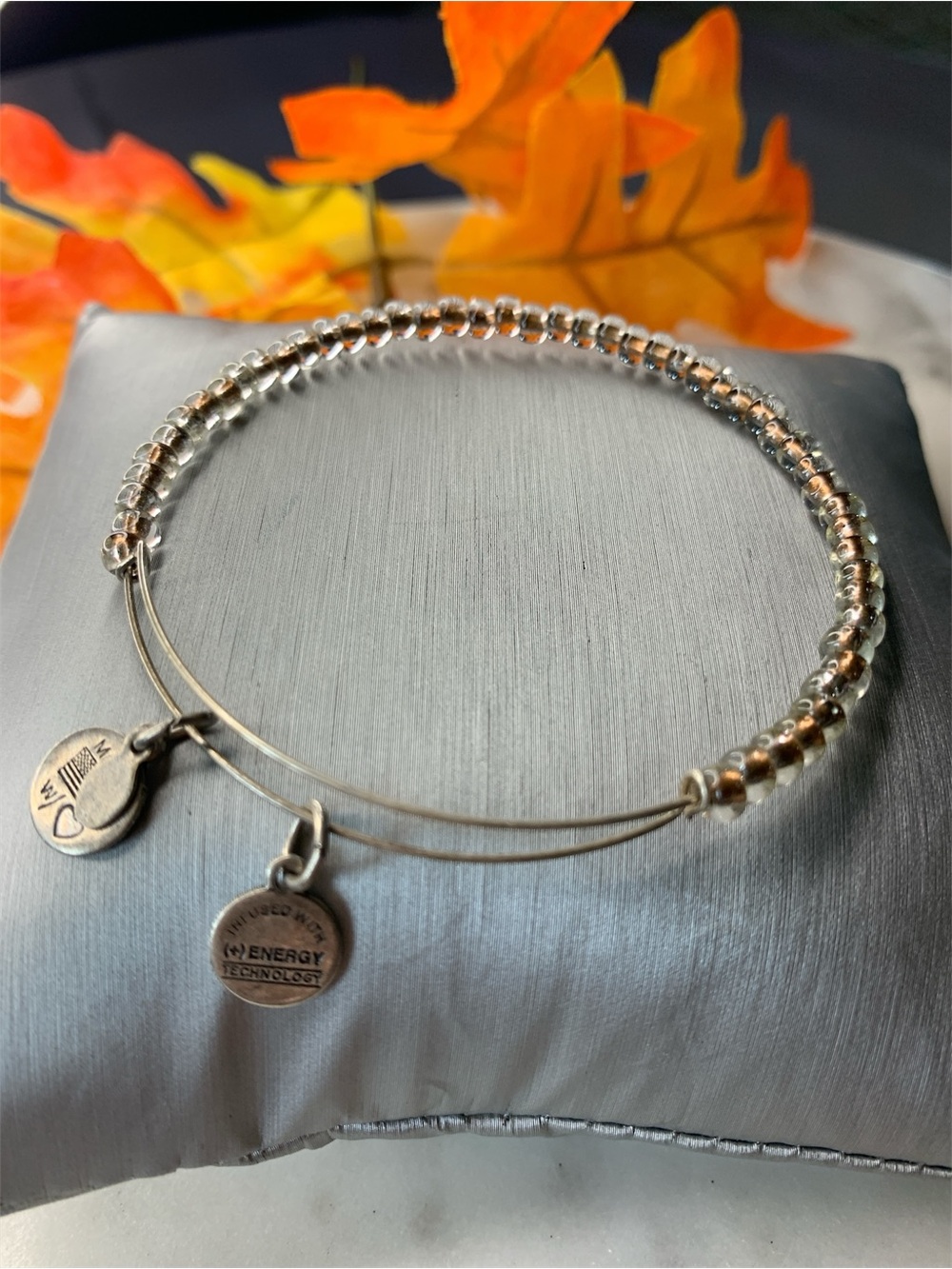 Alex and Ani Two-Tone Silver and Rose Gold Beaded Expandable Bracelet